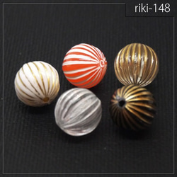 ［10個入り］【riki-148】（クリアー×ゴールド）ラウンド型 rikiビーズ ヴィンテージ風 デザインビーズ 3枚目の画像