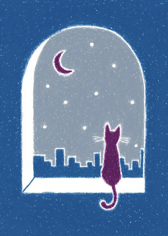 フレーム付き原画「窓辺の猫」 2枚目の画像