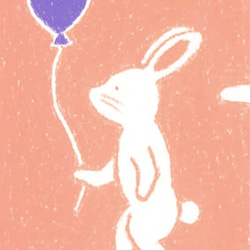 原画（額装込・送料無料）「ウサギと風船」 2枚目の画像
