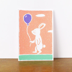 原画（額装込・送料無料）「ウサギと風船」 3枚目の画像