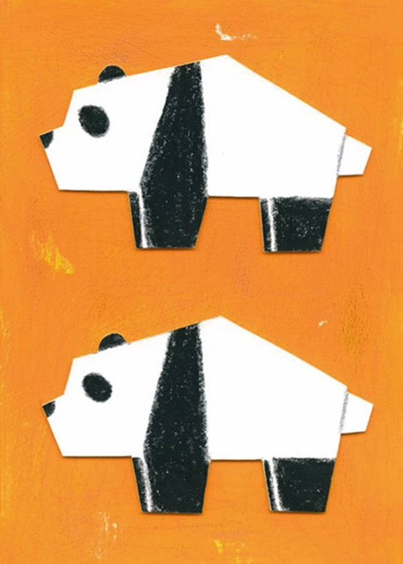 ミニフレーム付き原画「二匹のパンダ」 2枚目の画像