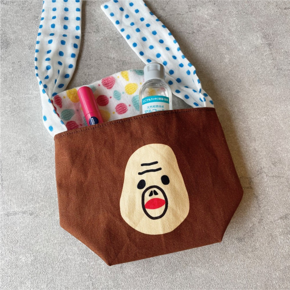 【文字オーダーOK!】温泉おさるのころりんポーチ(赤丸) 5枚目の画像