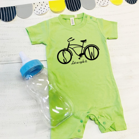 【イニシャル入り11色】自転車ロンパース 1枚目の画像