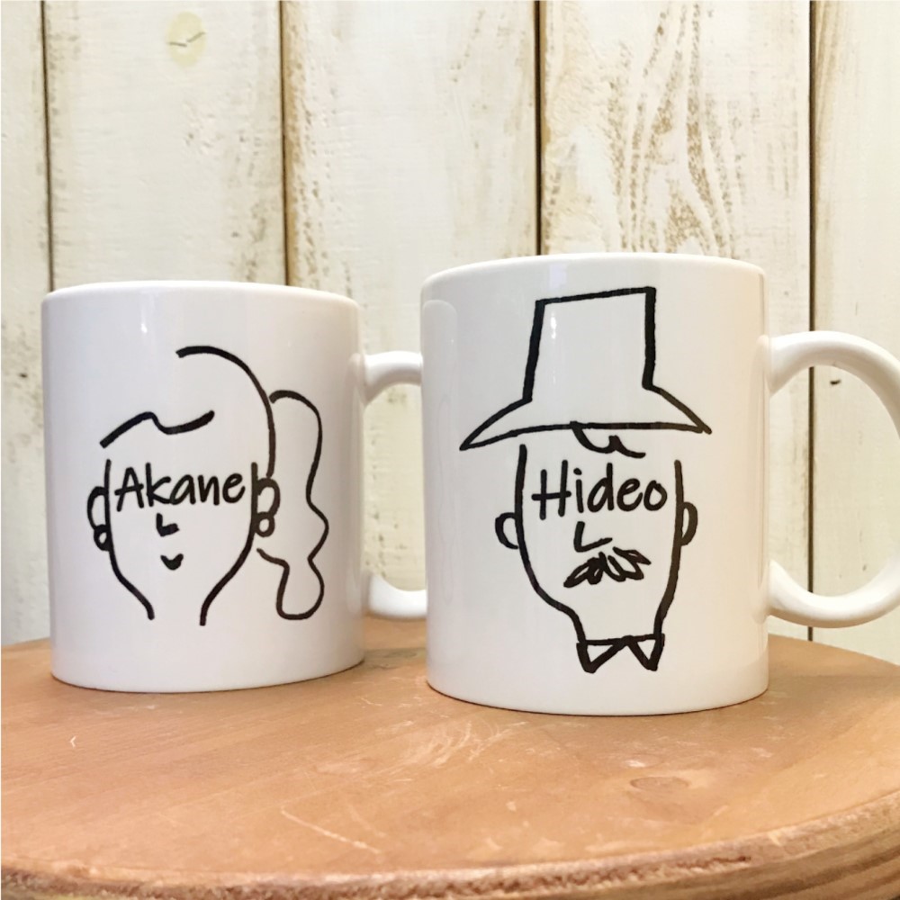 【名前オーダー】顔ネーム マグカップ・父母ペアセット