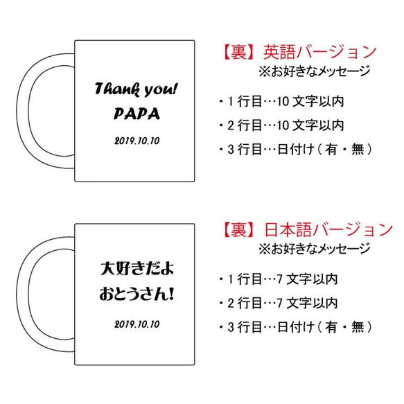 【名前オーダー】顔ネーム マグカップ・父母ペアセット【母の日迄にお届け4/22締切】 6枚目の画像