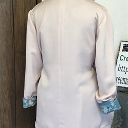 着物リメイクジャケット　ＪＳｅｔ1　　ブルー＆ピンク 6枚目の画像