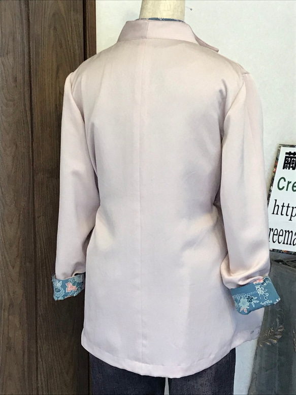 着物リメイクジャケット　ＪＳｅｔ1　　ブルー＆ピンク 6枚目の画像