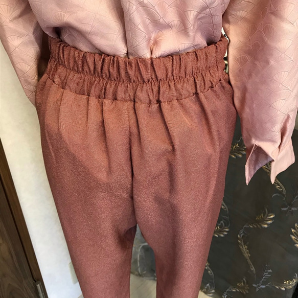 着物リメイクパンツ　ＰＬ１　ダークピンク 2枚目の画像