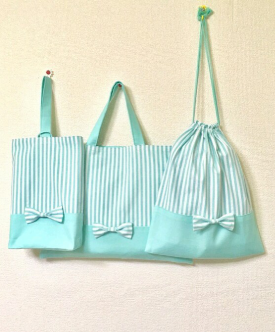 パステルストライプ　リボンの入園入学セット 4,340円