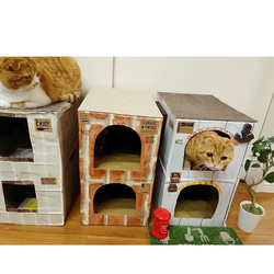 ねこねこHOME'Sカントリー  猫ハウス  爪とぎ付きじゅうたん屋根  猫ちぐら 2枚目の画像