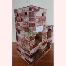 ねこねこHOME'Sｶﾝﾄﾘｰ 3階建2階大広間 猫ハウス  爪とぎじゅうたん屋根 キャットハウス 2枚目の画像