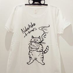 ワイルドねこTシャツメンズMsize イエロー Tシャツ もすたん