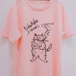 GANNI 猫イラスト ピンク Tシャツ 0_87209a71ecdcf1b3f094731493ce
