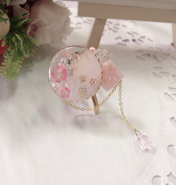 桜　サクラ　ヘアカフ　ゆれる　ヘアアクセサリー　春　ポニーフック　ピンク　和装　着物　入学式② 2枚目の画像