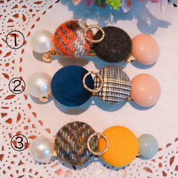 ハリスツイード　バレッタ　クリスマスチェック　ボタン　秋冬　セール　ベロア 4枚目の画像