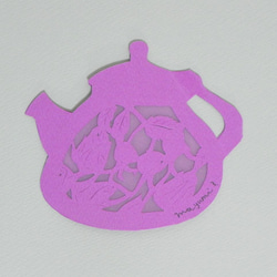 ハンドカットのメッセージカード Tea pot (Flower) 1枚目の画像
