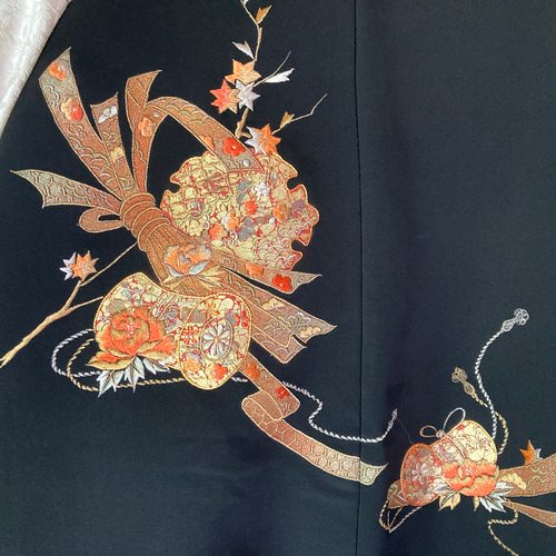 スカジャン リバーシブル 着物リメイク 鼓刺繍 呉服リメイク