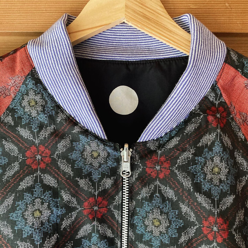 スカジャン リバーシブル 着物リメイク 呉服リメイク 鷲と城 横振り