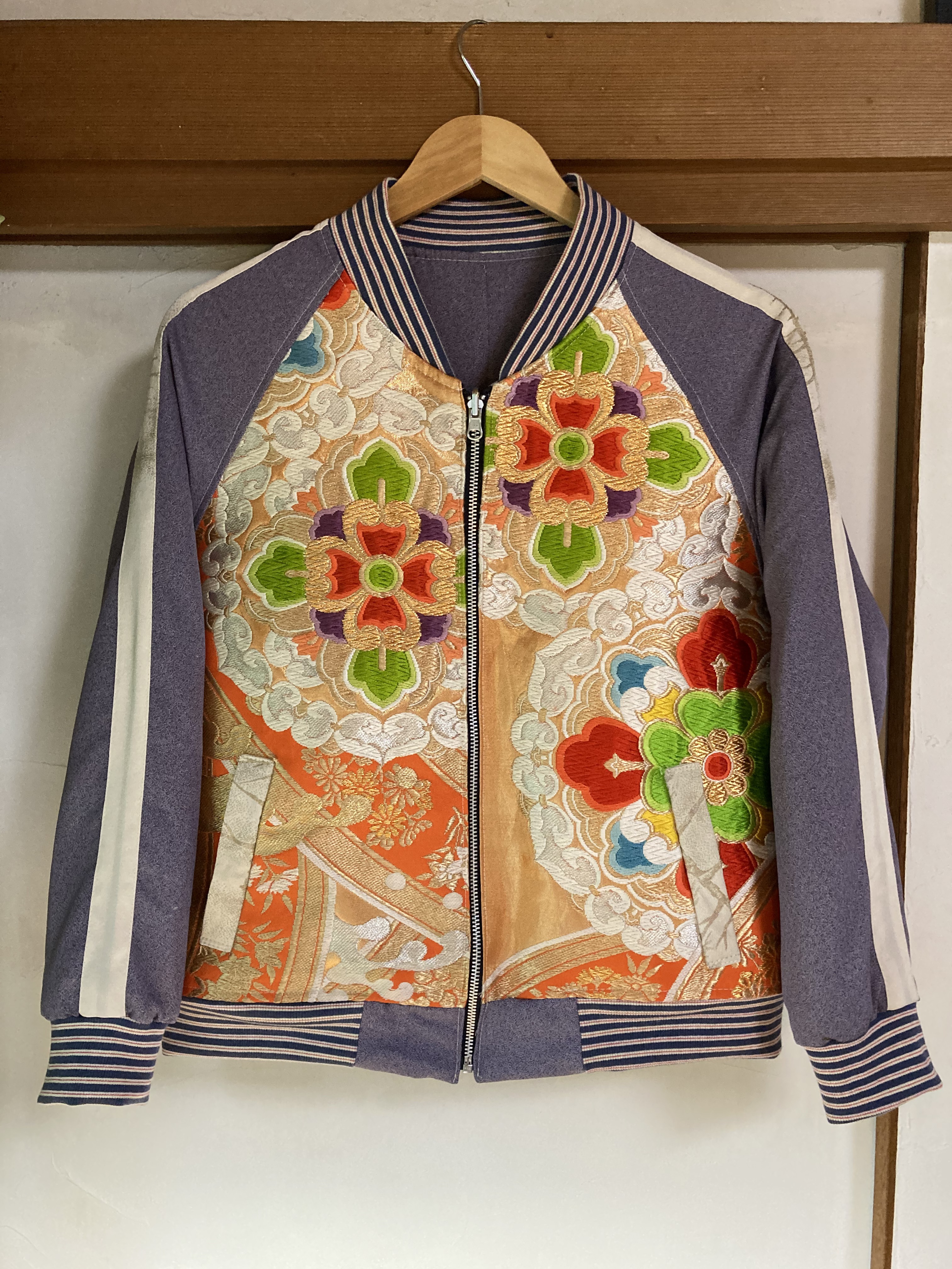 スカジャン リバーシブル 着物リメイク 呉服リメイク 艶やかな花