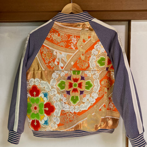 スカジャン リバーシブル 着物リメイク 呉服リメイク 艶やかな花柄 横