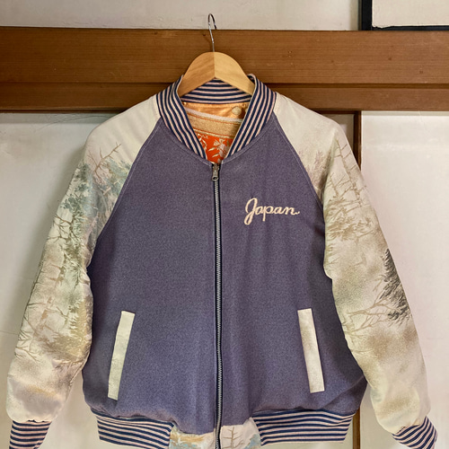 スカジャン リバーシブル 着物リメイク 呉服リメイク 艶やかな花柄 横