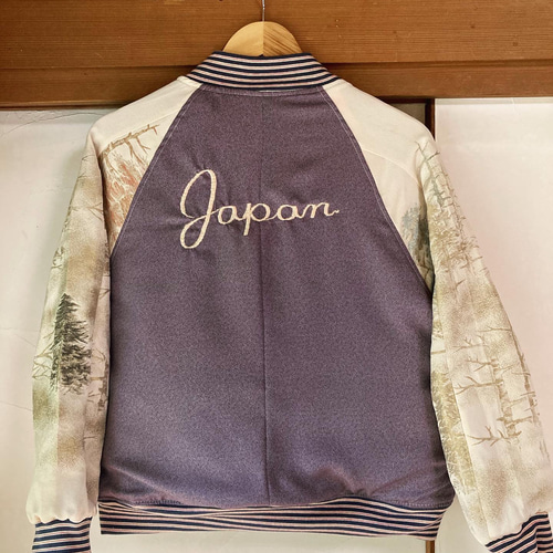 スカジャン リバーシブル 着物リメイク 呉服リメイク 艶やかな花柄 横