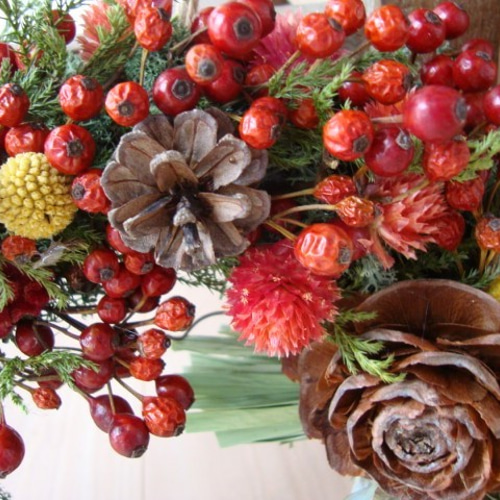 ＊Natural＊赤い千日紅とホワイトリース＊クリスマスリース 0_2df232400779fcfa7393059553f8