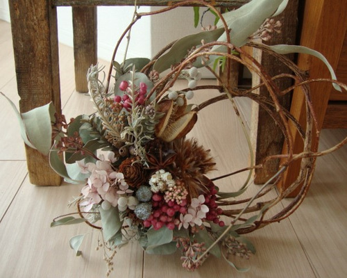 アケビづるのライラック香るエレガントリース　ドライフラワー アケビづるのライラック香るエレガントリース ドライフラワー