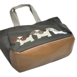 ３匹ワンコ 犬柄 トートバッグ 大きめ 軽量 ナイロン シーズー グッズ 雑貨 3枚目の画像