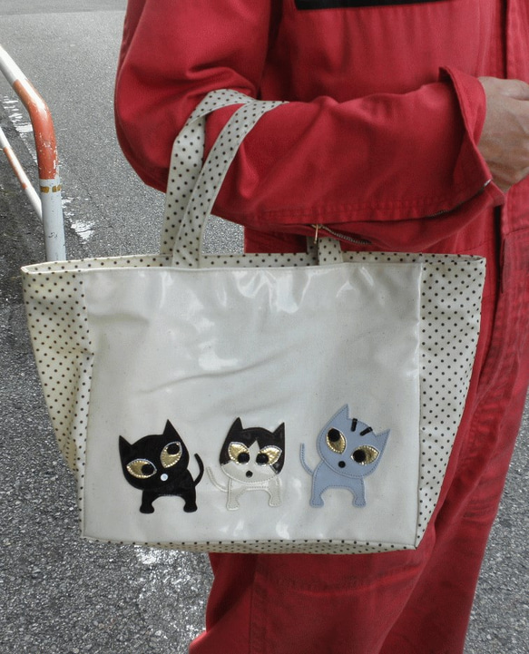 歌舞伎猫　ミニトートバッグ 猫柄 生成り 猫　雑貨　グッズ 5枚目の画像
