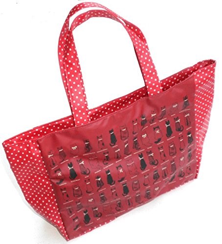 デニム＆レッド 猫ちゃん飛び出すトートバッグ ハンドメイド