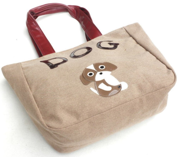 【送料無料】犬柄 トートバッグ 大き目 麻 シーズー グッズ 雑貨 お座りワンコのシリーズ  2枚目の画像