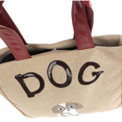 【送料無料】犬柄 トートバッグ 大き目 麻 シーズー グッズ 雑貨 お座りワンコのシリーズ  3枚目の画像