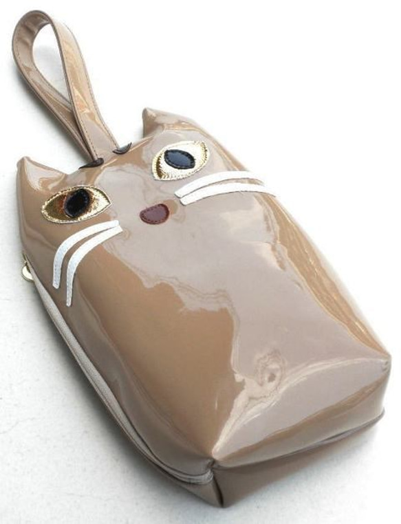 キジトラ猫のポーチ ペットボトルケース ミニトート 猫顔 2枚目の画像