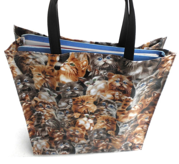 USAコットン トートバッグ a4 猫　グッズ　雑貨　ブラウンキャット  手提げバッグ 3枚目の画像
