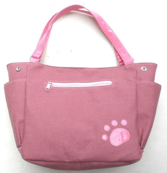 【送料無料】トートバッグ  大きめ キャンパス 猫柄 ピンク 多収納 多機能 猫 グッズ 雑貨 かわいい 4枚目の画像