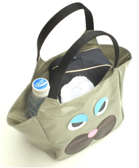 グレ－ ふてくされ猫 トートバッグ 小さめ レディース 手提げバッグ 小物 猫柄 猫雑貨 猫グッズ 好き プレゼント 3枚目の画像