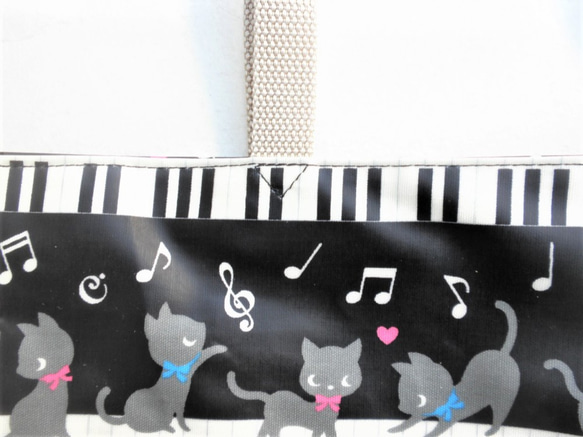 楽々 レッスンバッグ 猫柄 ピアノ 女の子 男の子 入園グッズ 大人 撥水 ショルダー 5枚目の画像
