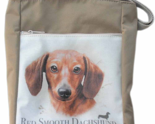 ショルダーバッグ ミニ ポシェット ダックスフンド レッド 犬 柄