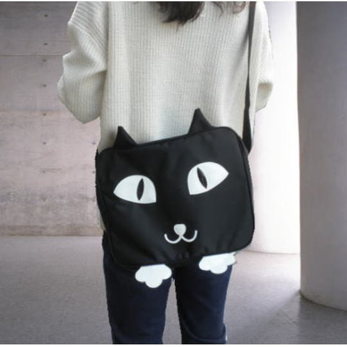 黒猫ショルダー ネコ ねこ 雑貨 グッズ 猫顔バッグ かわいい