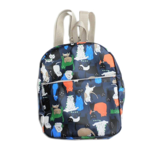 猫柄 リュック dパック イラスト ネイビー プリント ビニール