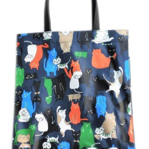 猫柄 トートバッグ A4 サブバッグ エコバッグ イラスト ネイビー
