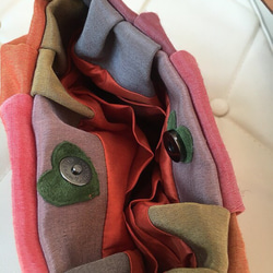 〈ピンク花〉布地 マルチカラー 手提げバッグ 3枚目の画像