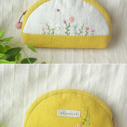 小花刺繍ミニポーチ《3種》受注制作 3枚目の画像