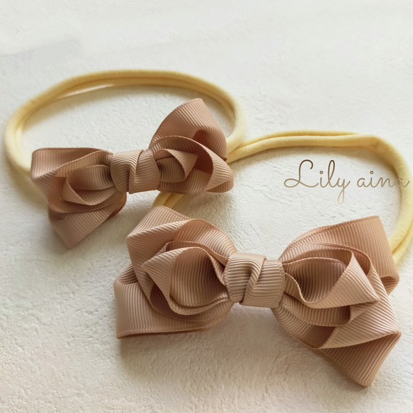 Rumi* ⑅⃝ リボン ヘアバンド~赤ちゃんから使えるヘッドバンド 帽子  