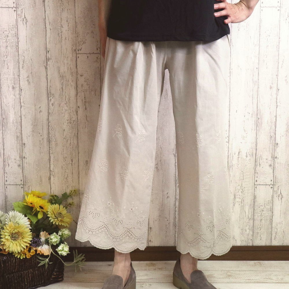 【股下５０、６０センチ　M～２L,３L～５Lサイズ】　綺麗なスカラップレースのパンツ　新色ベージュ　プチオーダー可！