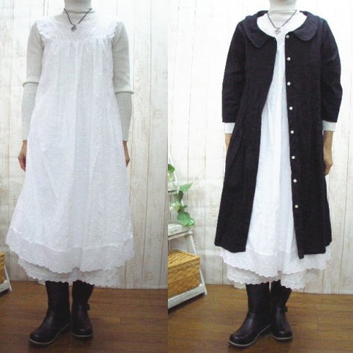 M～2L/3L～5L/選べる2サイズ】白花柄 レースインナーキャミ