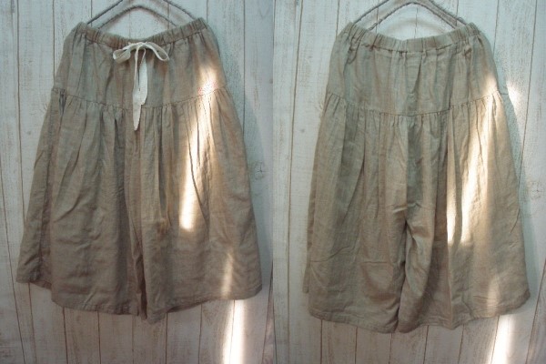 とっても柔らかいWガーゼのきれい目スカーチョ・キュロットパンツ　ベージュ 　M～２L　３L～５Lから