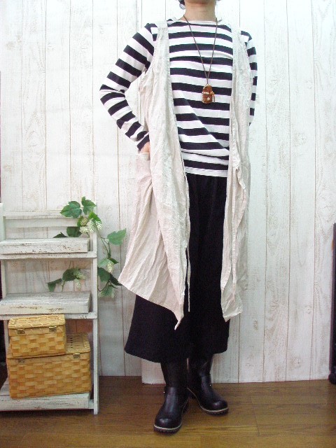 【M～２L、３L～５L　２サイズ展開】２WAY　リネン100％　前後OKカシュクールワンピース　生成り　プチオーダーOK