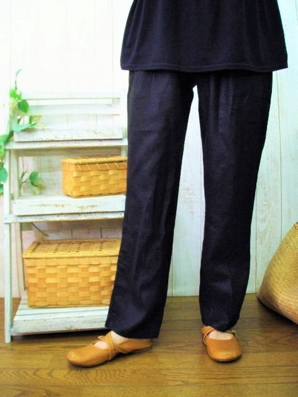 [M-2L/3L-5L/尺寸可供選擇] [4種顏色] 寬鬆亞麻褲 日本製造 也接受小訂單！ 第1張的照片